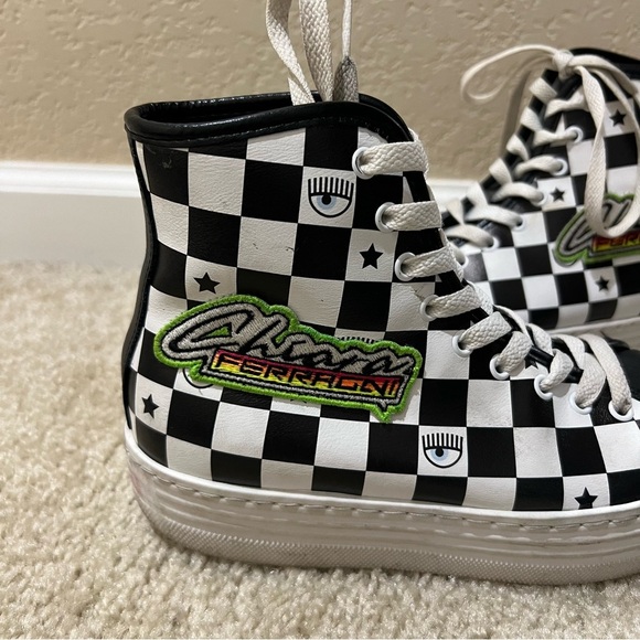 Chiara Ferragni Eye-motif High Top Sneakers Shoes Leather Italy Size EU 36 US 6 - Picture 10 of 16